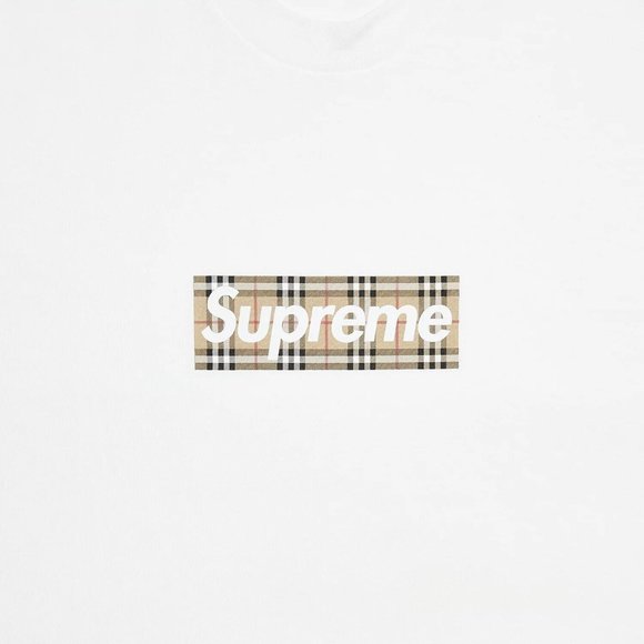 Supreme Burberry White Box Logo Tee Shirt Size Small - Picture 7 of 8